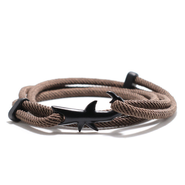 Nylon Rope Chain Luxury  Bracelets For Women And Men Ocean Shark Charm Bracelet Popular Jewelry Anchor Bracelet Style