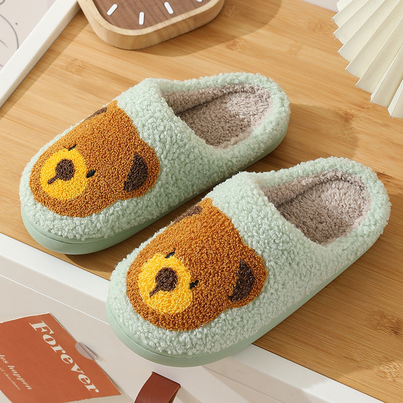 Women Smiley Slippers Fluffy Home Warm Fur Slippers Smiley Face Household Couple Slippers Indoor Warm Home Non-Slip Couple Style Casual Shoes Indoor Outdoor Anti-Skid Plush Fleece Lined House Shoes