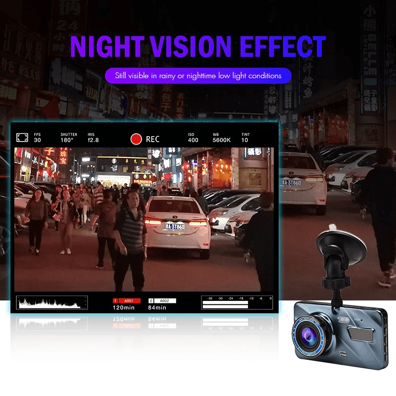 HD 1080P Car Dual Lens Dash Cam 4" DVR Recorder Front & Rear Camera Night Vision - Lifestyle Haven