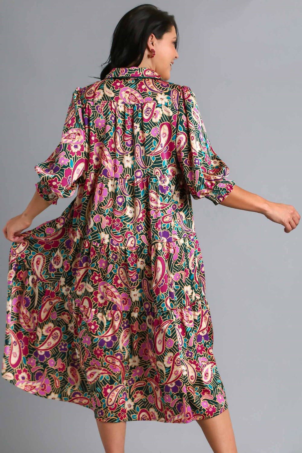 Full Size Printed Satin Midi Dress Plus Size Beautiful Women Dress Unique Design Dress by Stevvex
