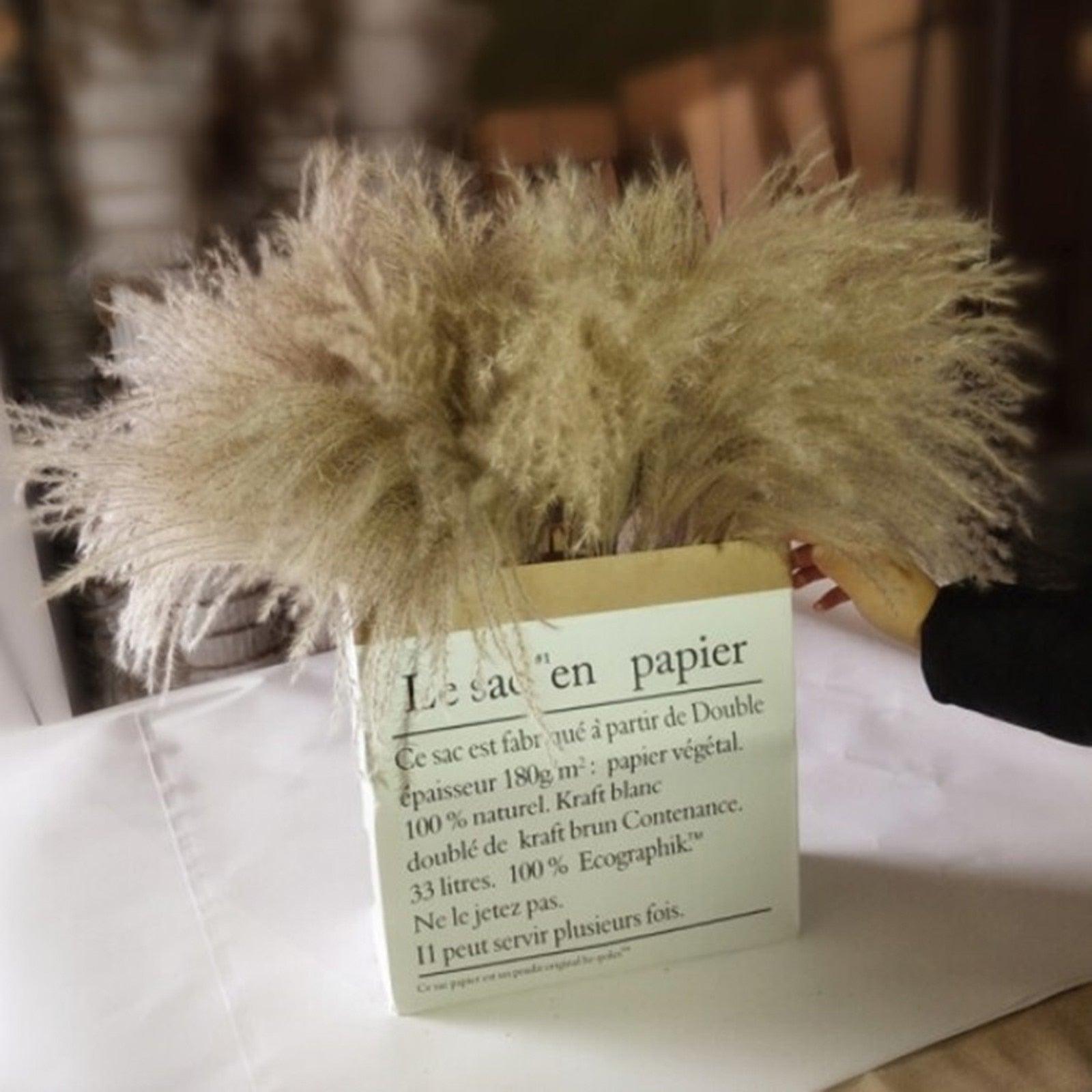 30/50pcs Bulrush Natural Dried Small Pampas Grass Artificial Decor Wedding Flower Bunch Home Office  Floor Vase Filler for Living Room Kitchen And Event Decoration