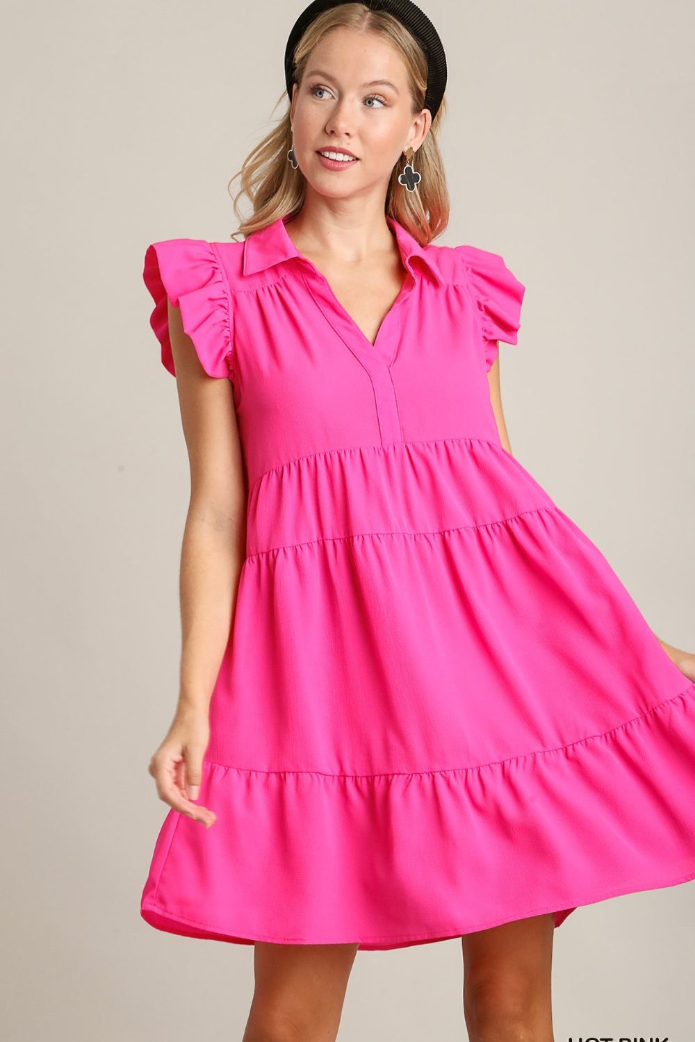 Pink Full Size Ruffle Cap Sleeve Dress Plus Size Elegant & Timeless Classic Design Dress by Stevvex