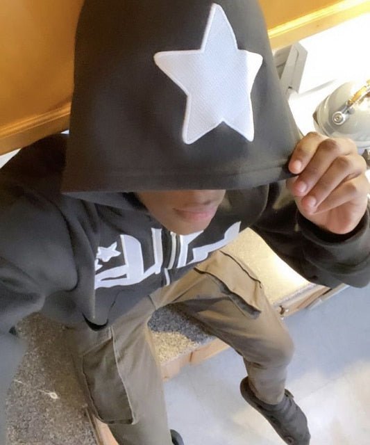 Star Printed Zip Up Hoodies - Lifestyle Haven