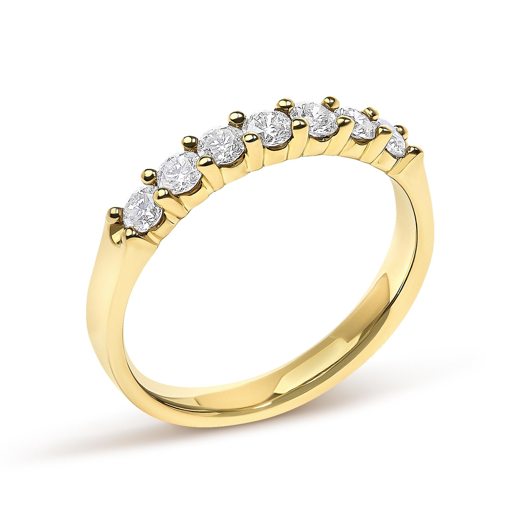 14K Gold Diamond Band Ring with 7 Stones