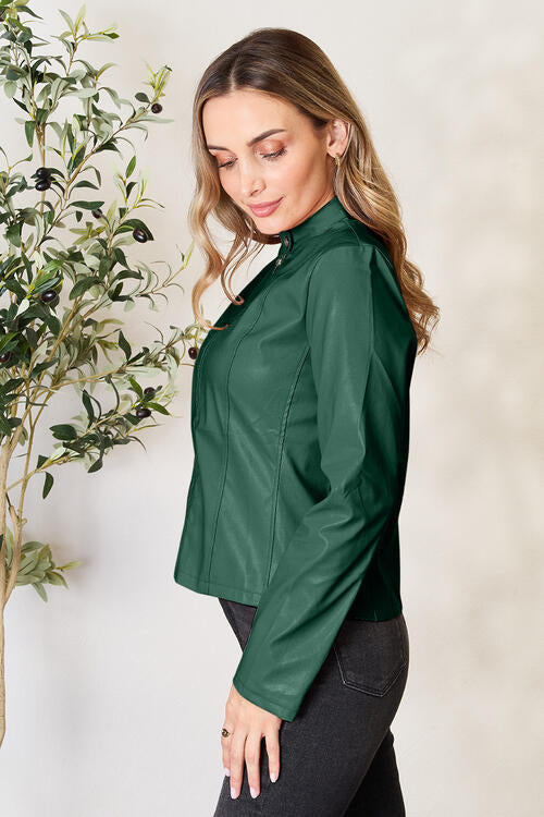 Women Classic Neck Zip-Up Jacket For Everyday Wear Elegant Girls Jacket by Stevvex