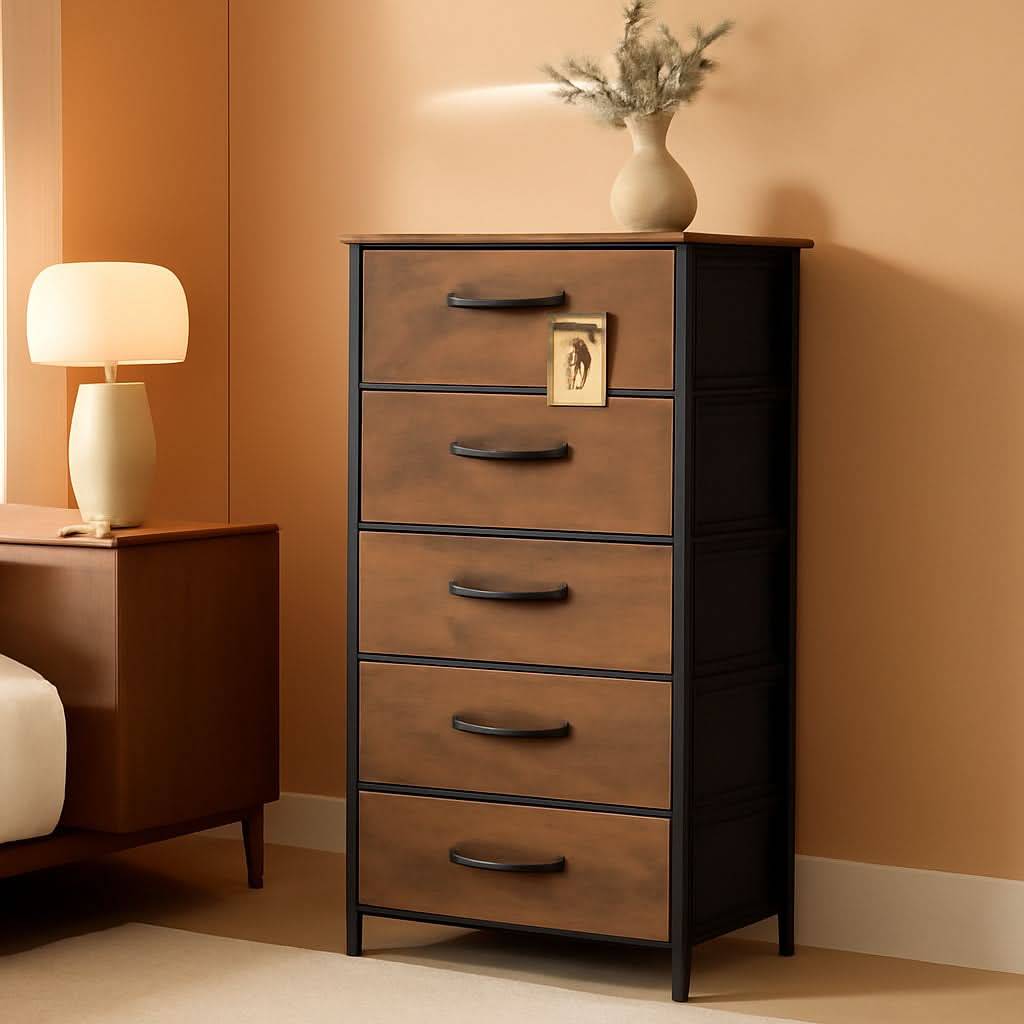 Tall Fabric Dresser with 6 Drawers for Rustic Charm