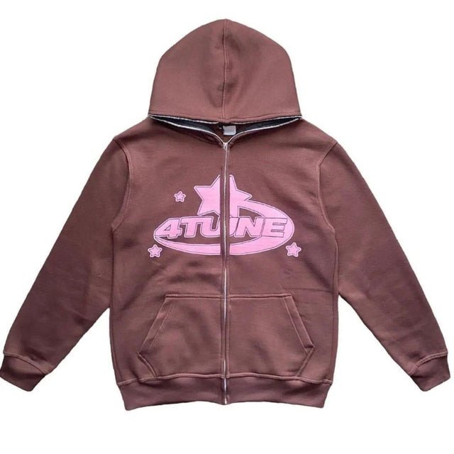Star Printed Zip Up Hoodies - Lifestyle Haven