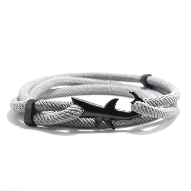 Nylon Rope Chain Luxury  Bracelets For Women And Men Ocean Shark Charm Bracelet Popular Jewelry Anchor Bracelet Style