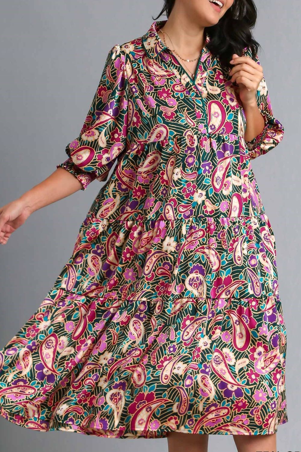 Full Size Printed Satin Midi Dress Plus Size Beautiful Women Dress Unique Design Dress by Stevvex