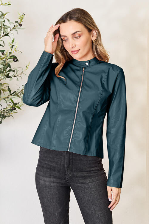 Women Classic Neck Zip-Up Jacket For Everyday Wear Elegant Girls Jacket by Stevvex