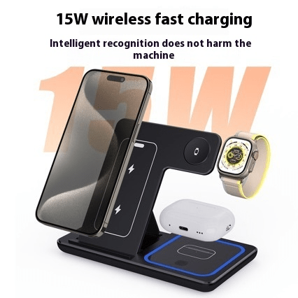 3 In 1 LED Fast Wireless Charger Stand Foldable Charging Station - Lifestyle Haven