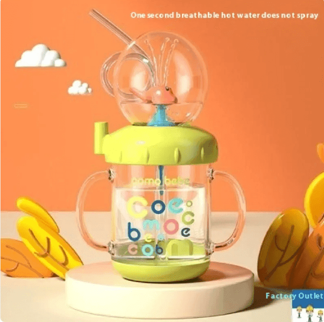 Children's Whale Cartoon Diving Fountain Water Bottle - Tritan Leakproof Sippy Cup (Various Sizes & Colors) - Lifestyle Haven