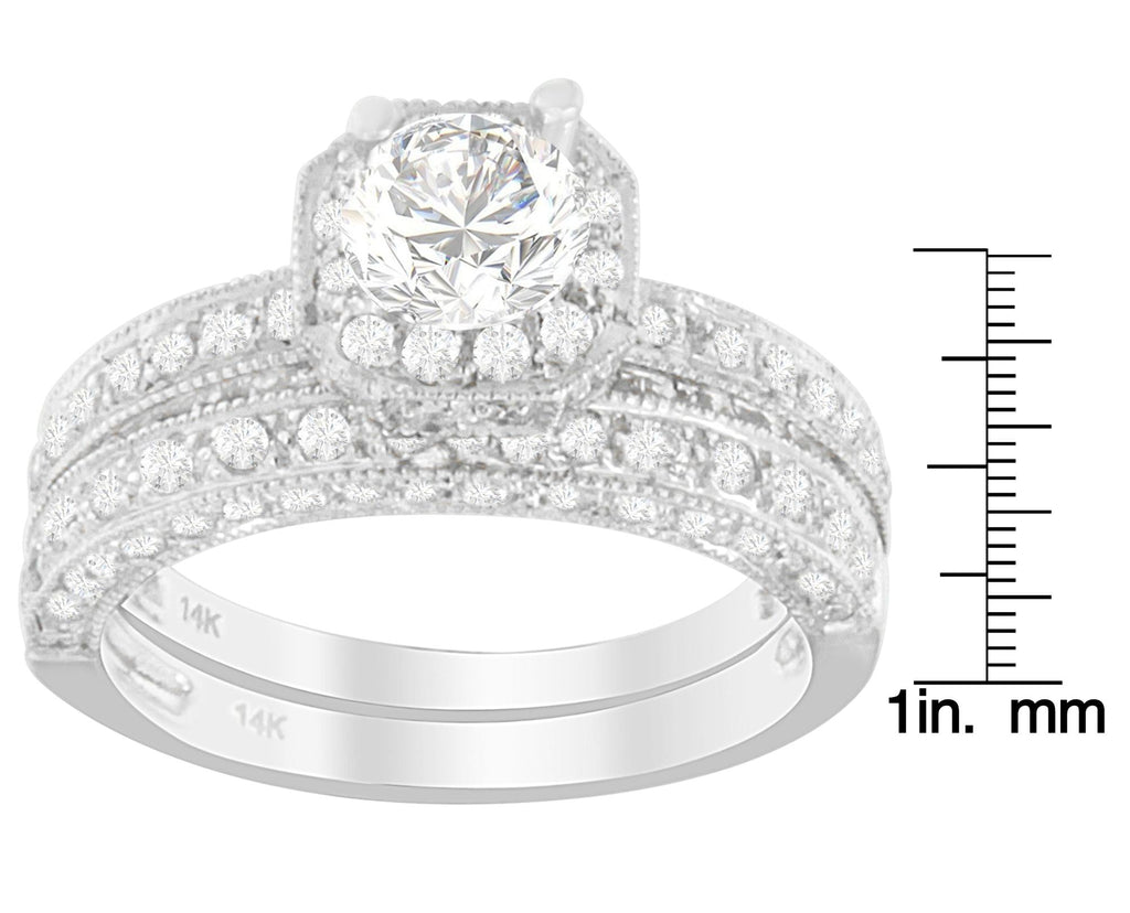 14K White Gold Diamond Ring with Round Cut Diamonds