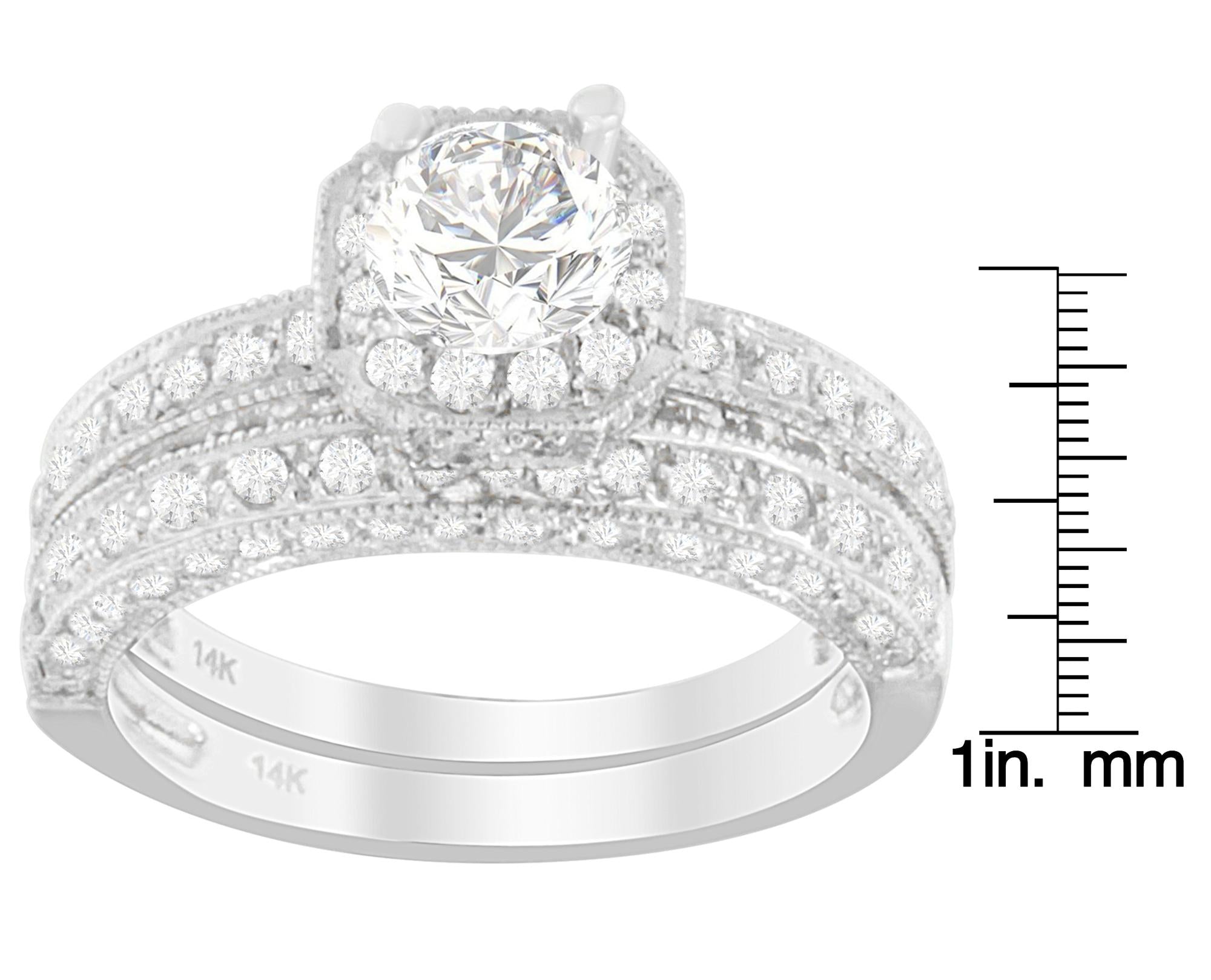14K White Gold Diamond Ring with Round Cut Diamonds