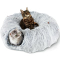 Bininl Cat Tunnel Bed for Indoor Cats Peekaboo Cat Cave Donut Tunnel for Cat with Washable Circle Cushion Interior Cat Play Tunnel (34 Inch Grey) - Lifestyle Haven