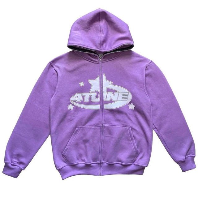 Star Printed Zip Up Hoodies - Lifestyle Haven