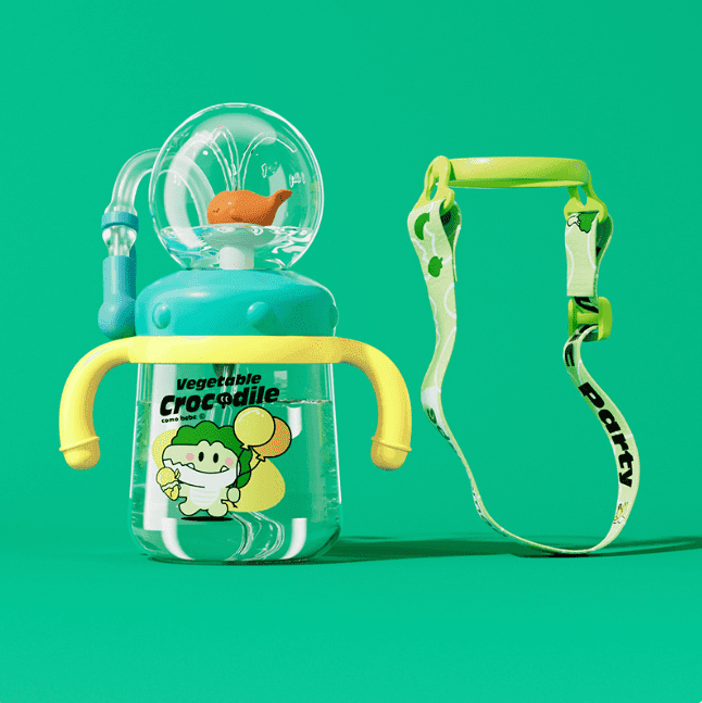 Children's Whale Cartoon Diving Fountain Water Bottle - Tritan Leakproof Sippy Cup (Various Sizes & Colors) - Lifestyle Haven