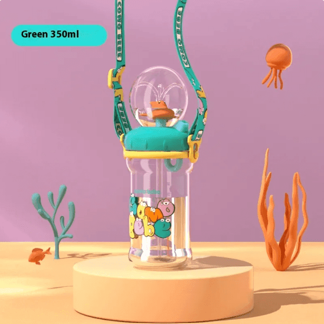 Children's Whale Cartoon Diving Fountain Water Bottle - Tritan Leakproof Sippy Cup (Various Sizes & Colors) - Lifestyle Haven
