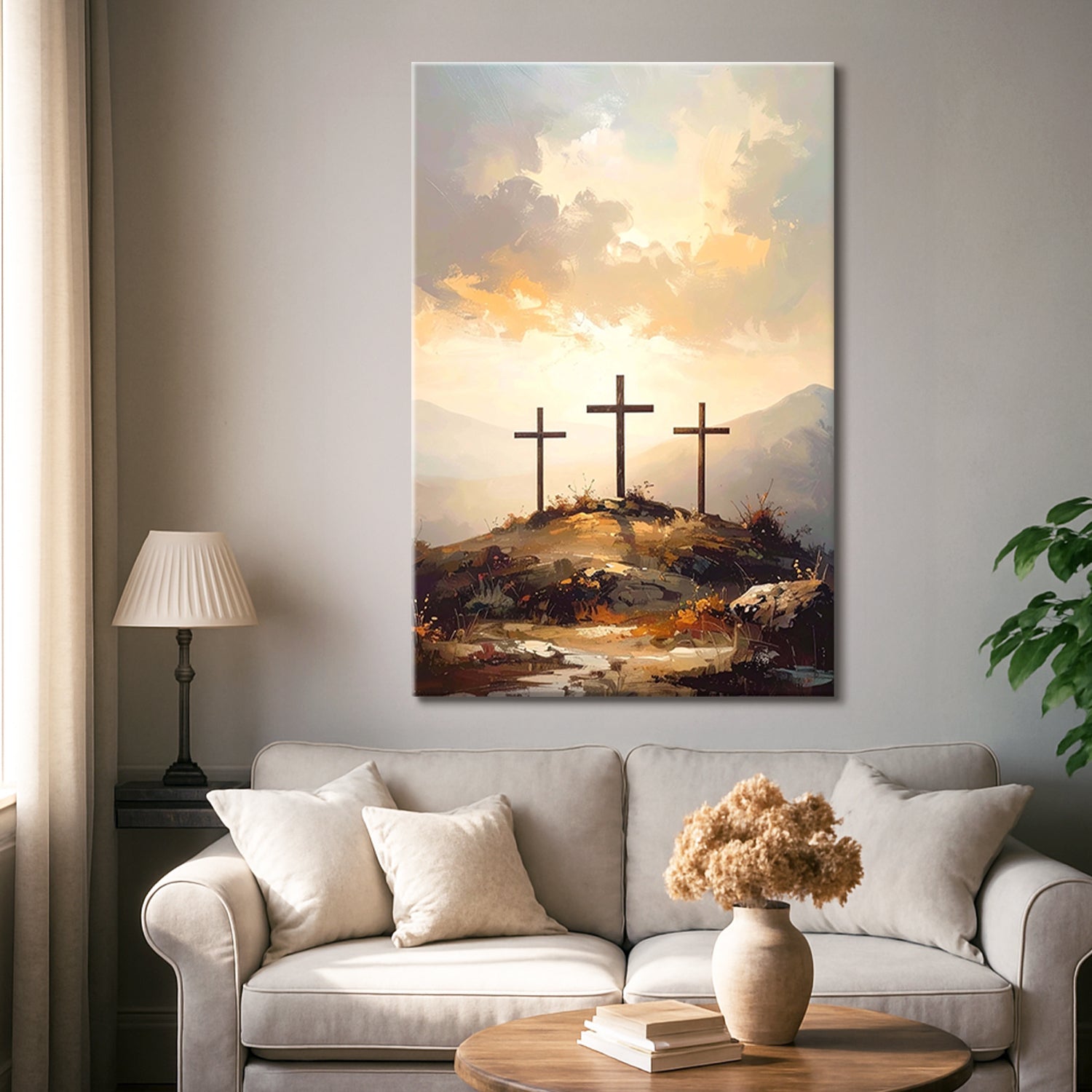 Three Crosses on Calvary Faith Wall Art