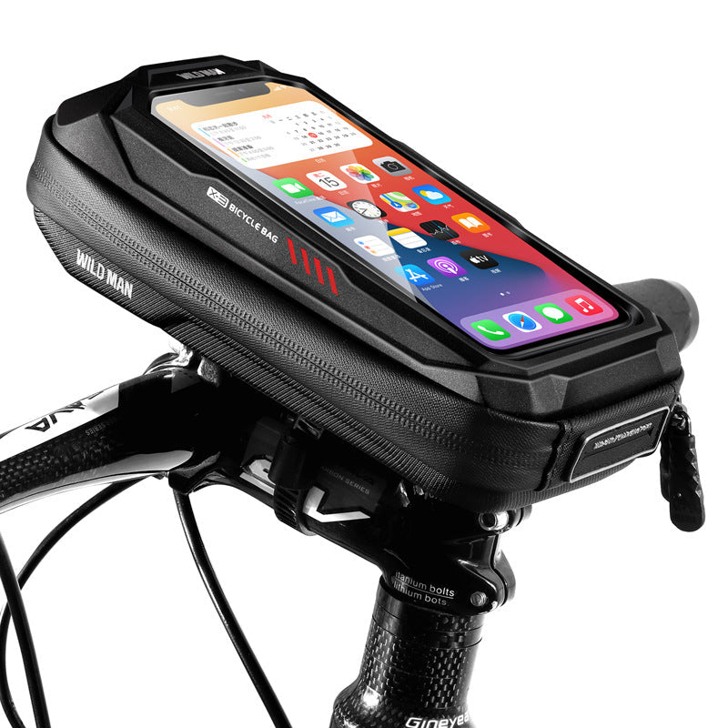 Bicycle Touchscreen Front Frame Bag Phone Case With Double Zippers Cycling Bike Accessories Bike Bag Bike Phone Bag Bike Pouch Bicycle Front Frame Bag Waterproof Top Tube Handlebar Bag Bike Phone Mount Bag Cycling Storage Bag