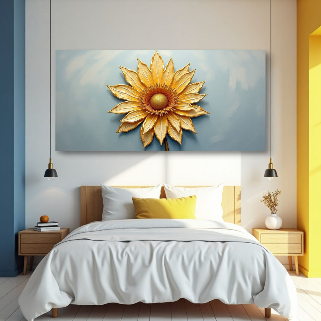 Golden Dandelion Minimalist Abstract Wall Art II
