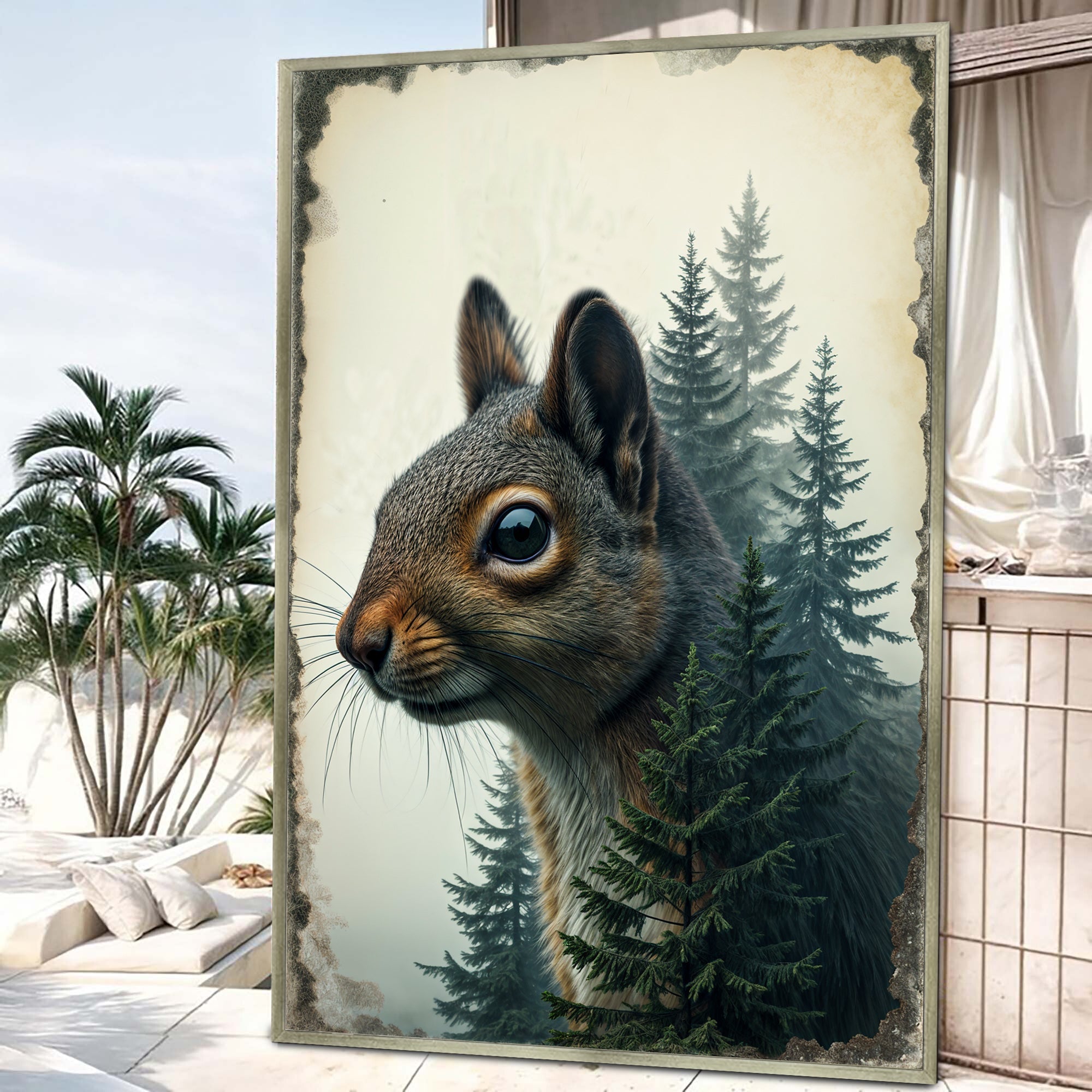 Squirrel Double Exposure Wall Art
