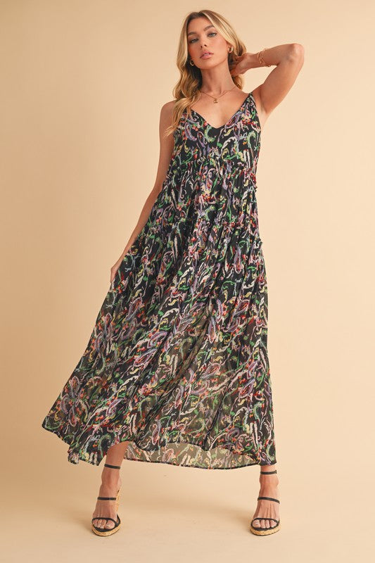Printed V-Neck Frill Tiered Cami Comfortable Dress For Women – Playful, Feminine & Fun for Summer Days by Stevvex