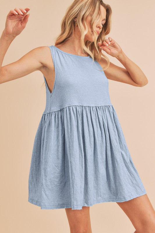 Round Neck Mini Tank Fluttering Dress For Women - Simple, Versatile & Comfortable For Everyday Wear by Stevvex