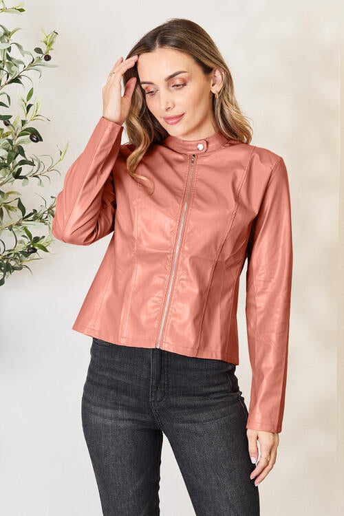 Women Classic Neck Zip-Up Jacket For Everyday Wear Elegant Girls Jacket by Stevvex