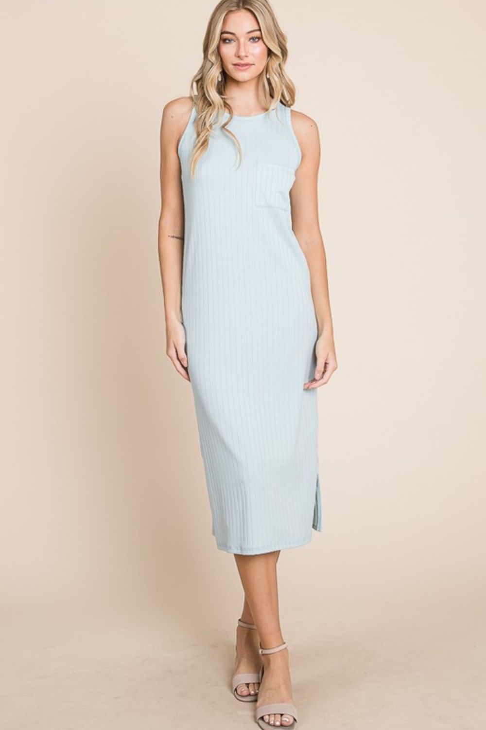 Ribbed Knit Sleeveless Midi Dress For Women – Simple, Casual, Elegant, Versatile and Chic Midi Dress with Ribbed Texture for Every Occasion