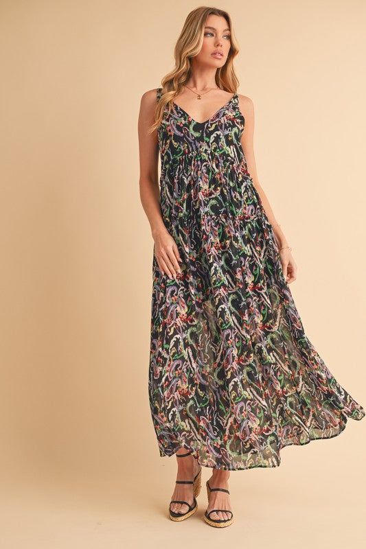 Printed V-Neck Frill Tiered Cami Comfortable Dress For Women – Playful, Feminine & Fun for Summer Days by Stevvex