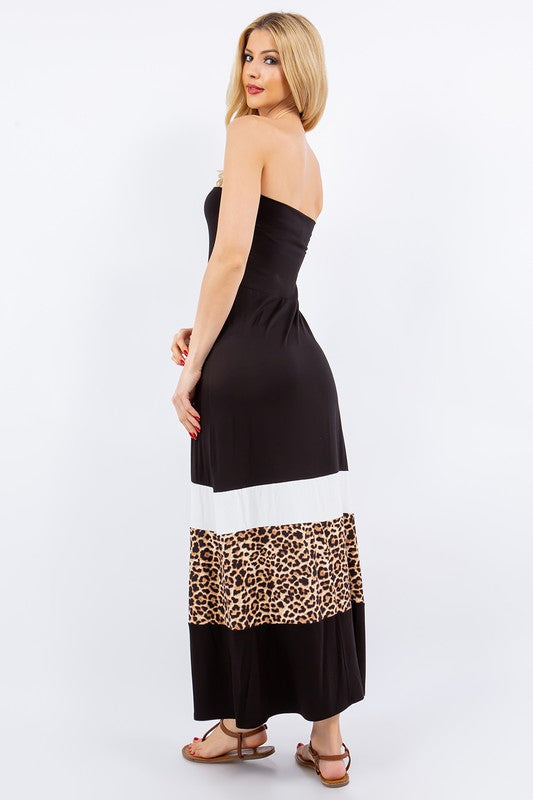 Women Full Size Leopard Print Color Maxi Dress Plus Size Trendy & Modern Long Dress by Stevvex