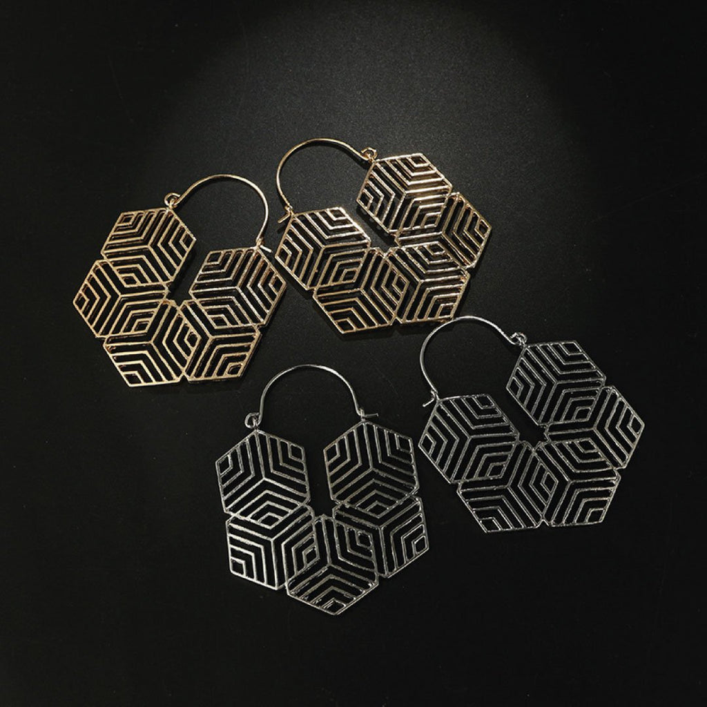 Hex -Gold Earrings by Lifestyle Haven