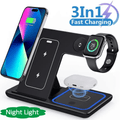 3 In 1 LED Fast Wireless Charger Stand Foldable Charging Station - Lifestyle Haven