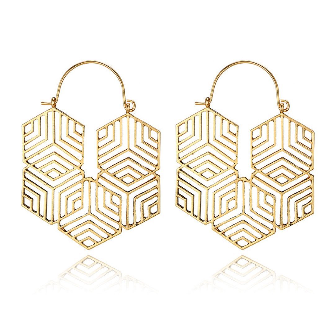 Hex -Gold Earrings by Lifestyle Haven