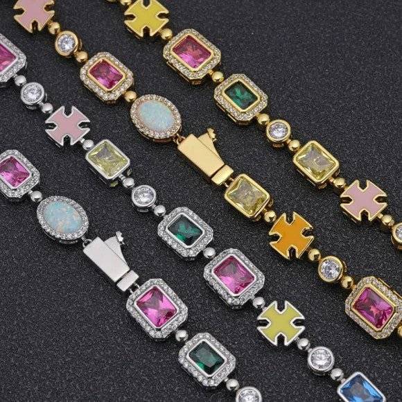 Gold-Plated Hip-Hop Gemstone Necklace - Lifestyle Haven