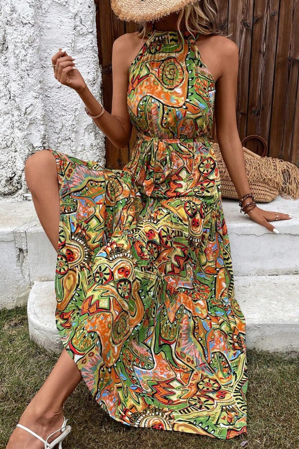Elegant Floral Sleeveless Dress Lightweight & Feminine Summer Essential Beautiful Print Dress by Stevvex