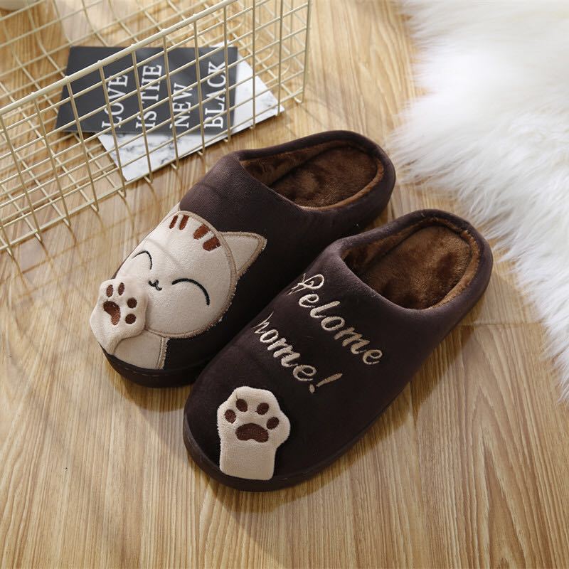 Cute Cat Shoes Soft Winter Women Winter Home Slippers Animal Slip On Soft Warm House Shoes Men Couple Indoor Bedroom Footwear Soft Cozy Home Slippers For Women Slip On Comfy Women's Washable Cotton Bedroom Slippers