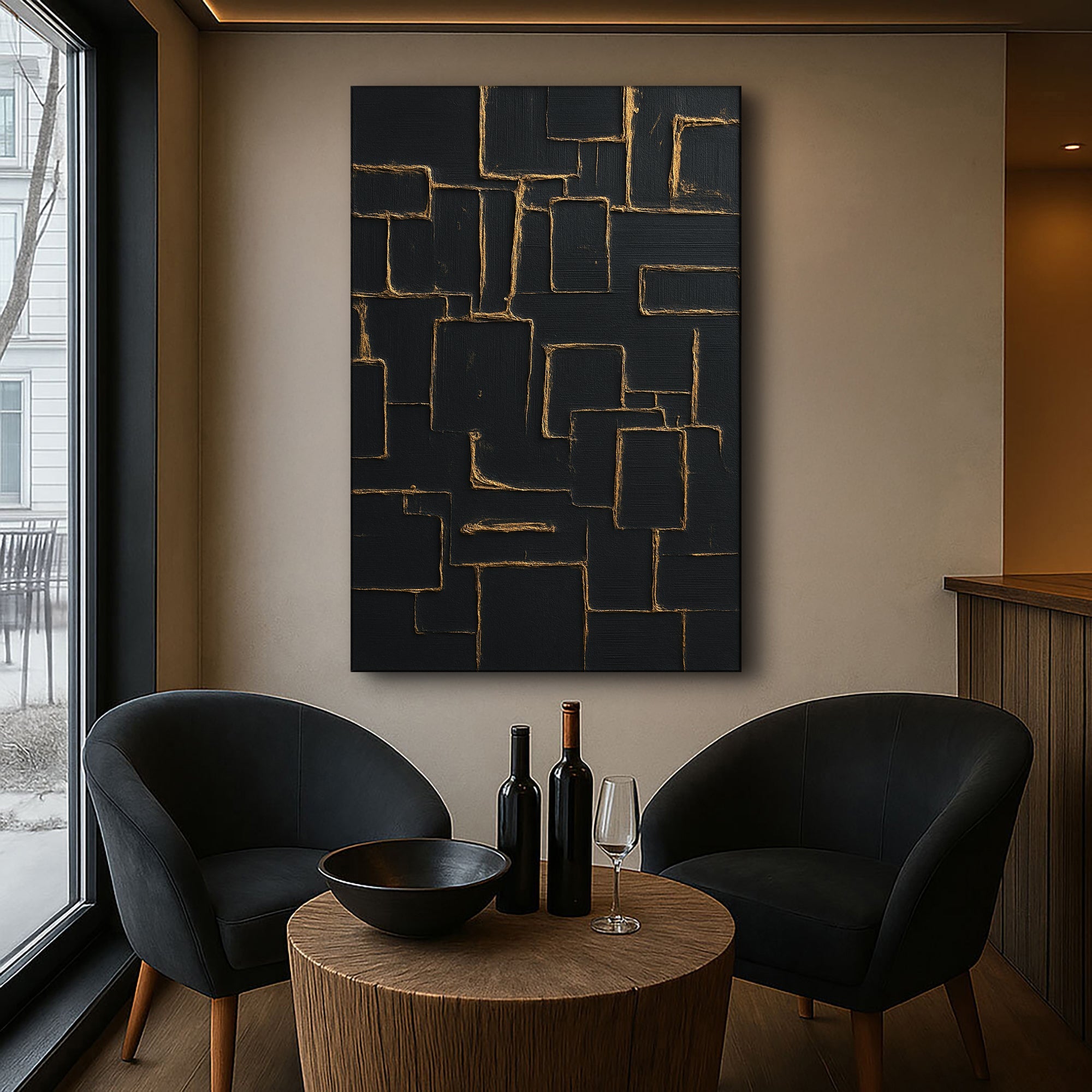 Contemporary Black and Gold Wall Art