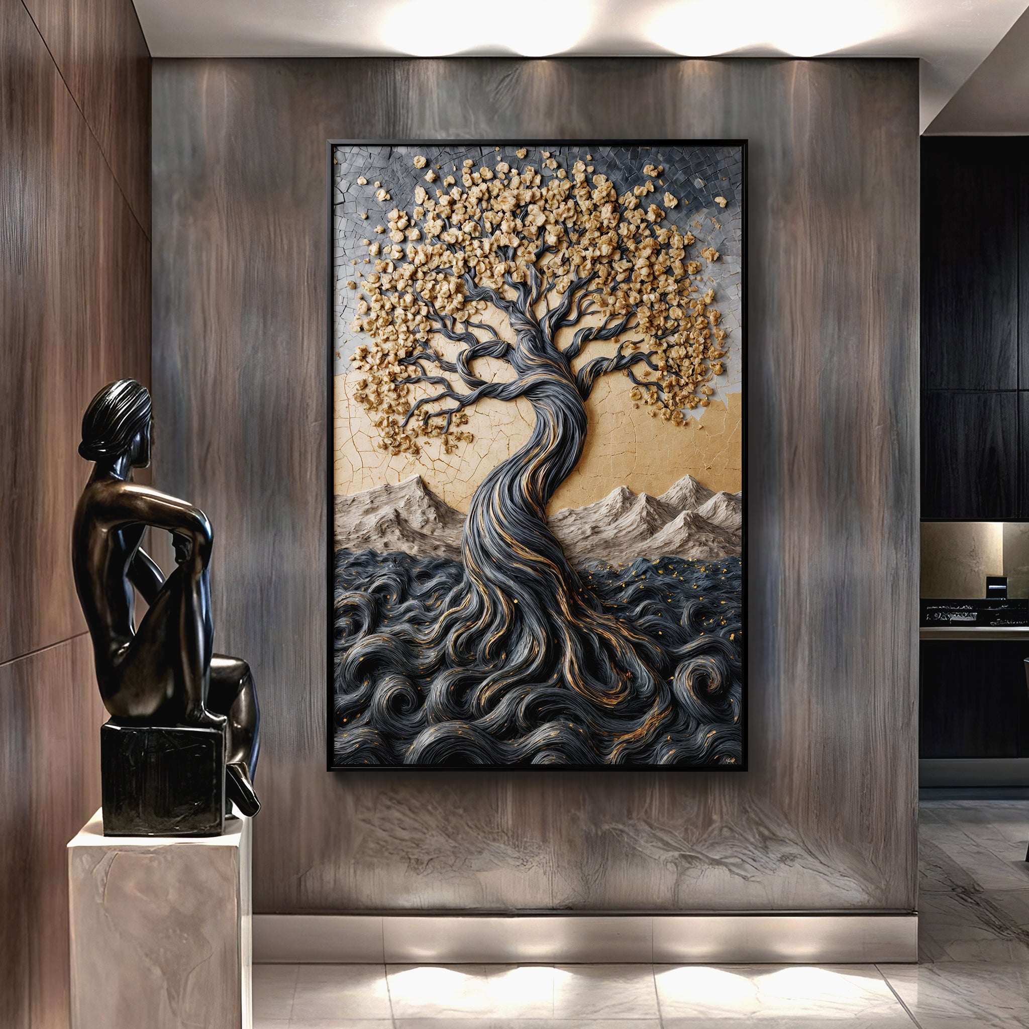 Golden Tree of Life Minimalist Wall Art