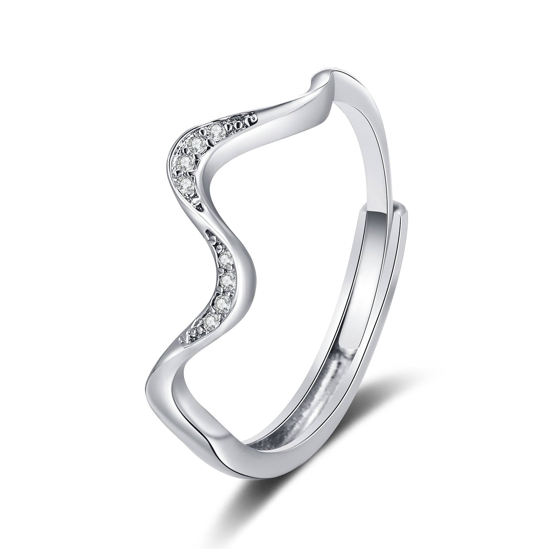 Water Wave Silver Ring in Fashion Design - Lifestyle Haven
