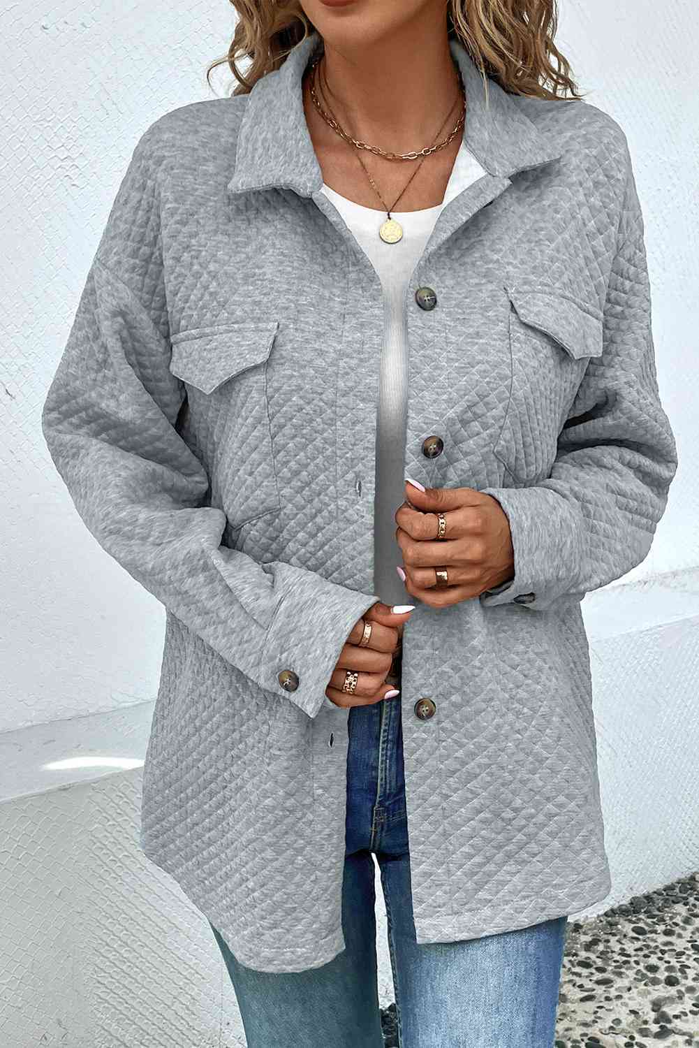 Comfortable Button-Down Collared Jacket Classic Lightweight Classic Design With Pockets by Stevvex