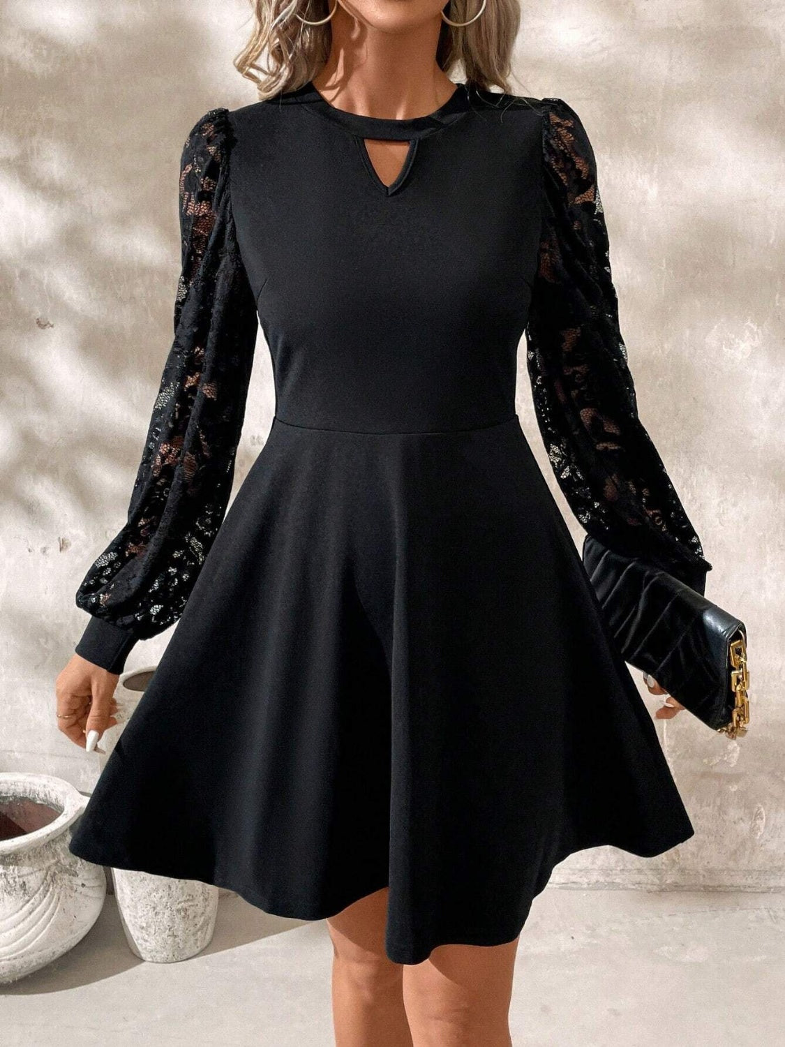 Luxury Black Long Sleeve Mini Dress Sophisticated & Timeless Dress by Stevvex