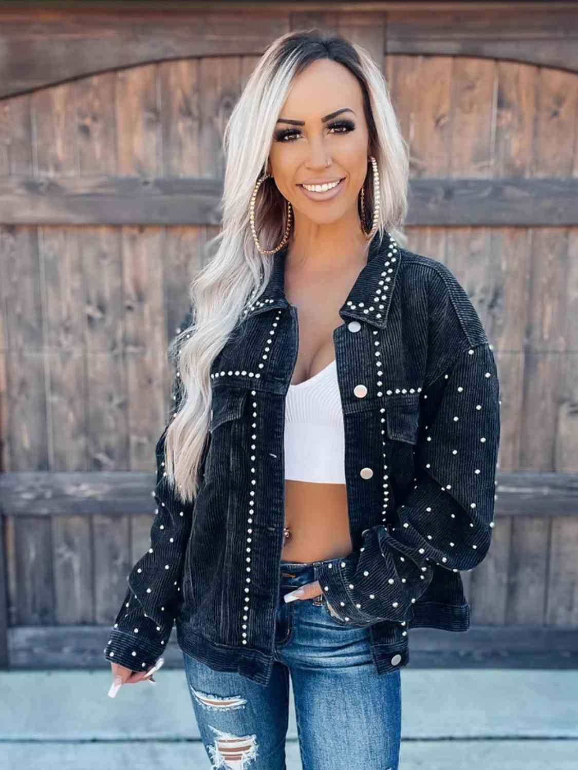 Women’s Collared Neck Button-Down Jacket For Casual and Everyday Use Elegant Simple Jacket by Stevvex