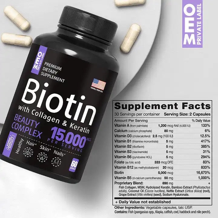Biotin Capsules for Hair and Nail Health with Vitamins - Lifestyle Haven