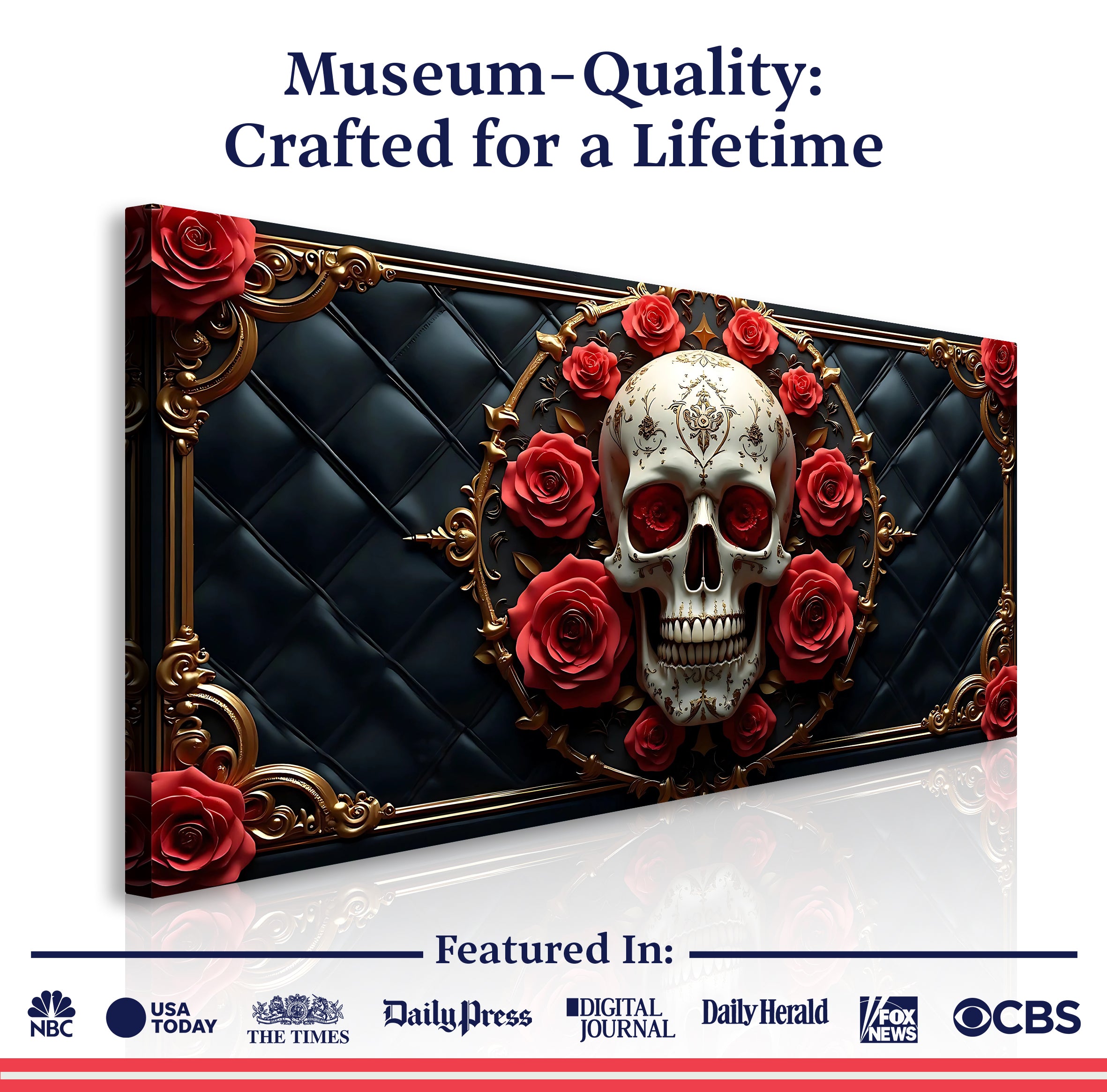 3D Rose and Skull Wall Art VII