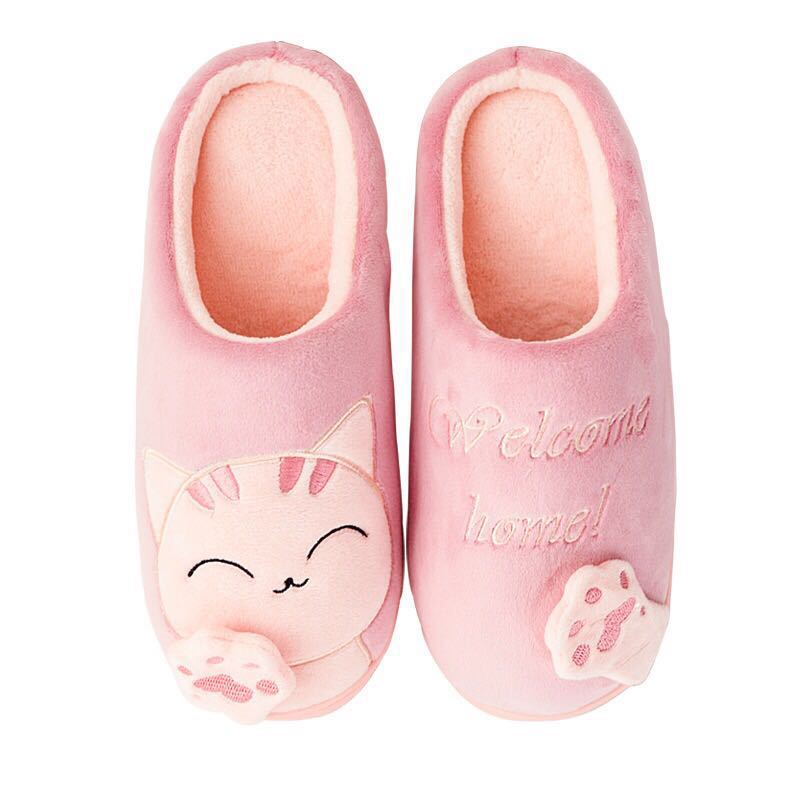 Cute Cat Shoes Soft Winter Women Winter Home Slippers Animal Slip On Soft Warm House Shoes Men Couple Indoor Bedroom Footwear Soft Cozy Home Slippers For Women Slip On Comfy Women's Washable Cotton Bedroom Slippers