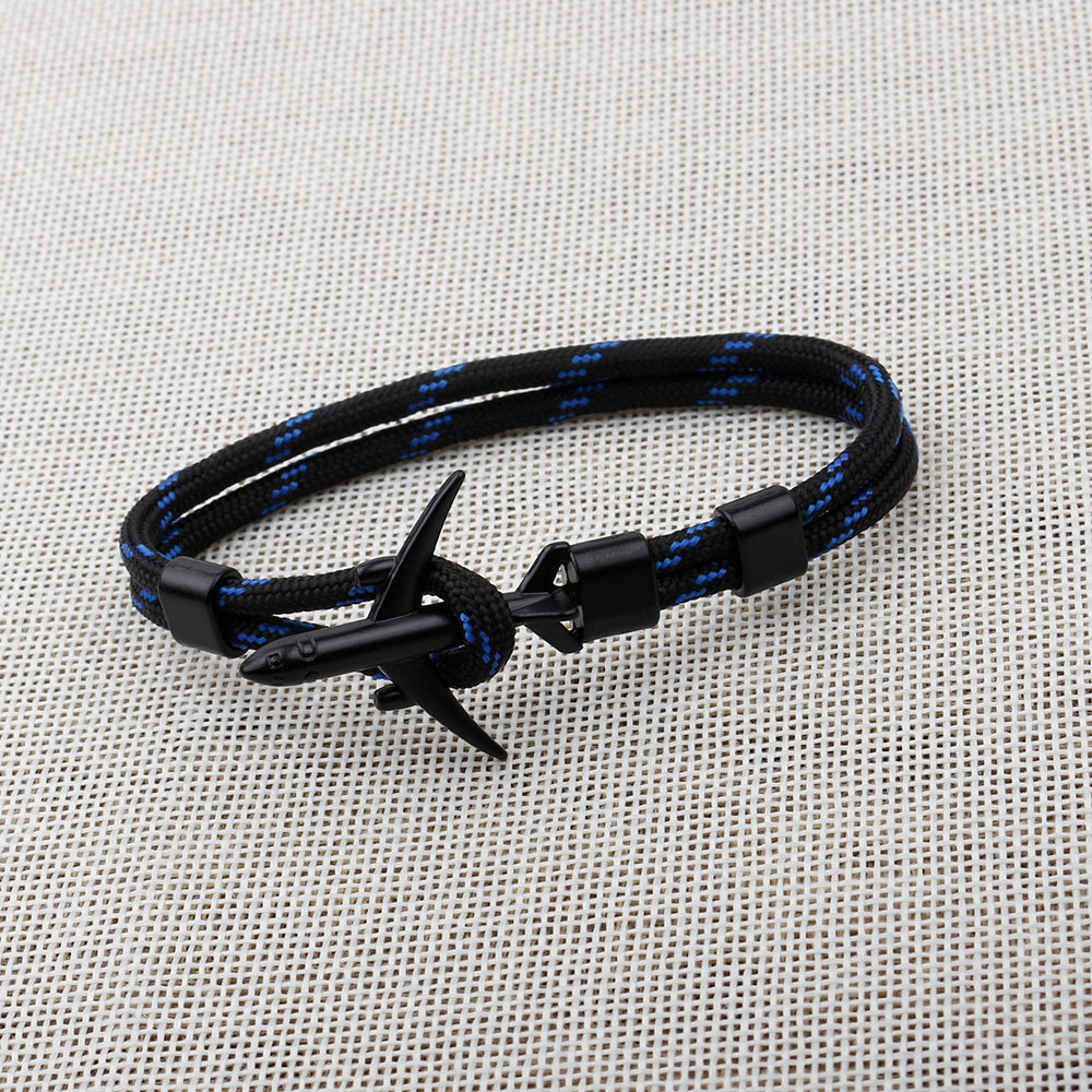 Modern Fashion Airplane Anchor Bracelets Men Charm Rope Chain Paracord Bracelet Women Male Air Force Style Wrap Metal Sport Hook Gift