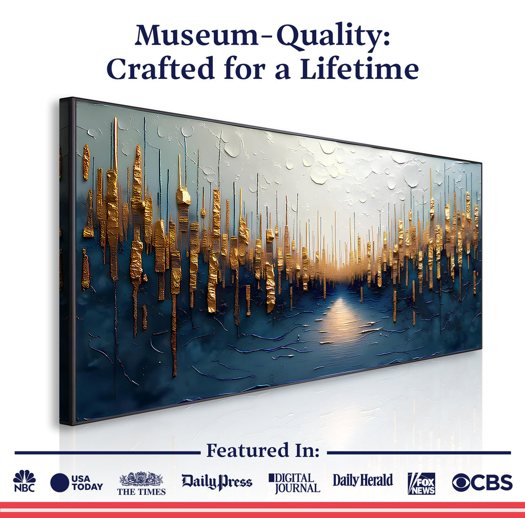 Golden Forest Reflection Abstract Wall Art