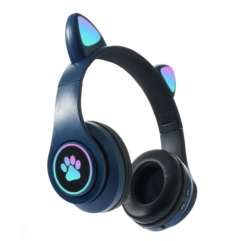 Interesting New Kids Headphones Wireless Bluetooth In Cat Ears Headphones Style With Noise Reduction Live Breathing Lights Glare and LED Lights